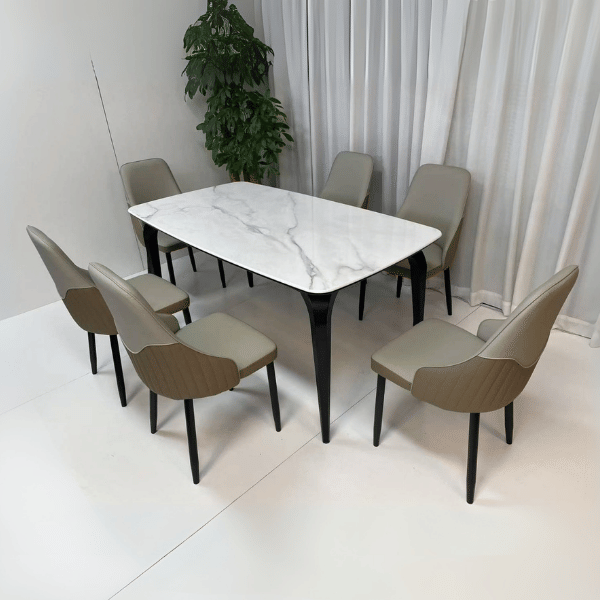 ชุดโต๊ะอาหาร 6 ที่นั่ง WISDOM DESIGN FURNITURE รุ่น JACINE 160 ซม. สีขาว